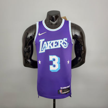 Camiseta LA Lakers Aniversario 75 Morada 2022 Versión Fan