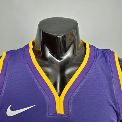 Camiseta LA Lakers Morada Cuello en V Versión Fan