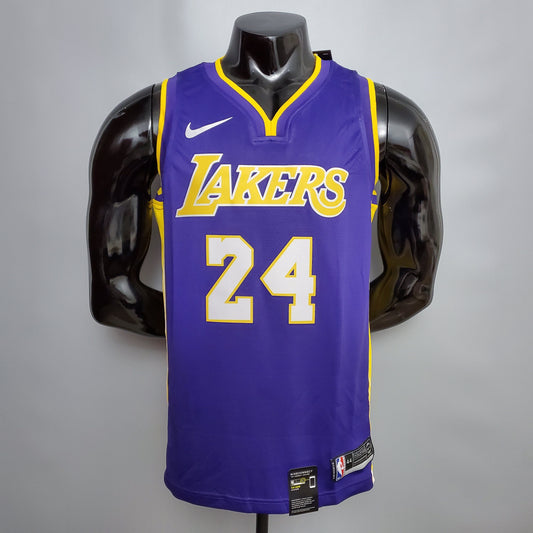 Camiseta LA Lakers Morada Cuello en V Versión Fan