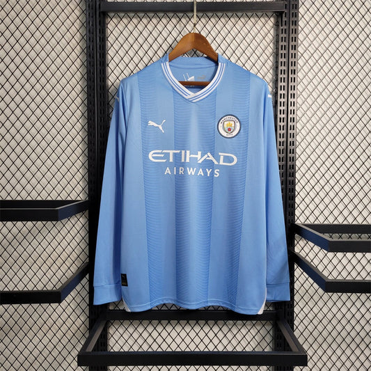 Camiseta Manchester City Local Manga Larga 2023/24 Versión Fan