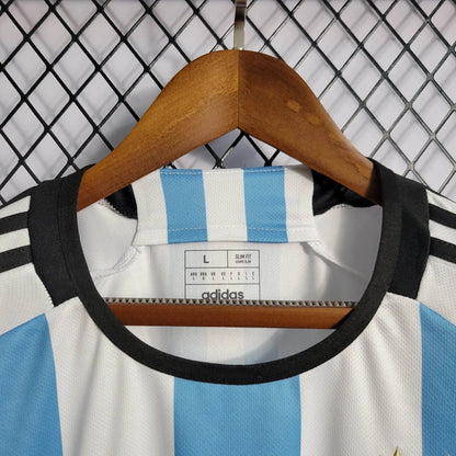 Camiseta Argentina Local 3 Estrellas 2023 Versión Fan