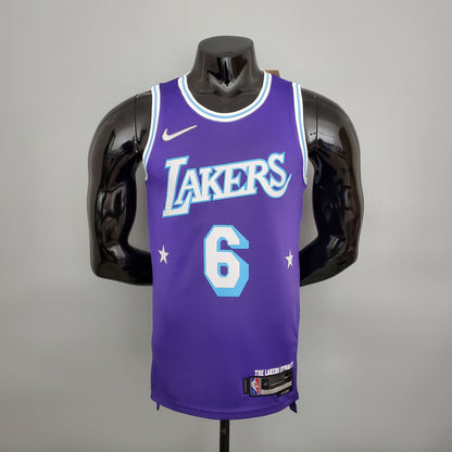 Camiseta LA Lakers Aniversario 75 Morada 2022 Versión Fan