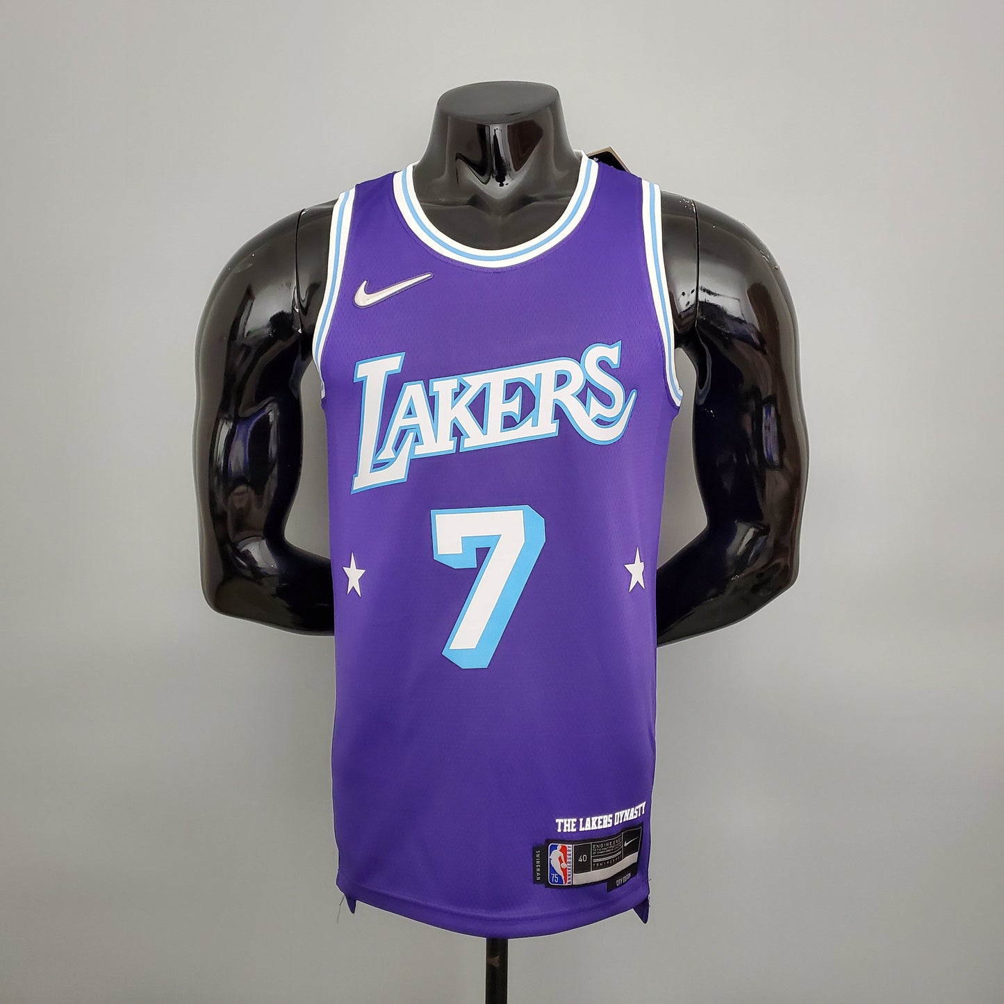 Camiseta LA Lakers Aniversario 75 Morada 2022 Versión Fan