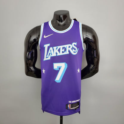Camiseta LA Lakers Aniversario 75 Morada 2022 Versión Fan
