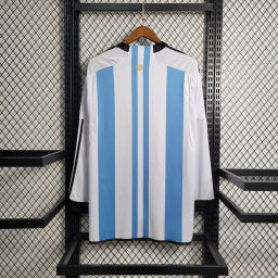 Camiseta Argentina Local 3 Estrellas Manga Larga 2023 Versión Fan