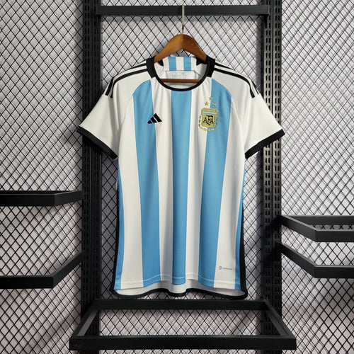 Camiseta Argentina Local 3 Estrellas 2023 Versión Fan